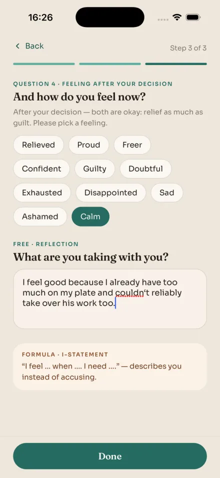 No! new reflection step 3: feeling after and takeaway