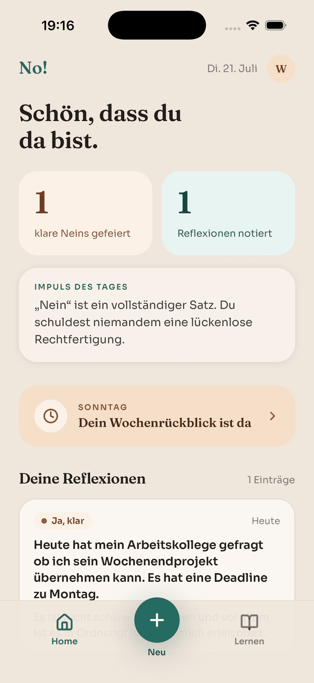 No! App: Startbildschirm auf Deutsch